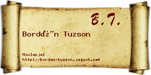 Bordán Tuzson névjegykártya